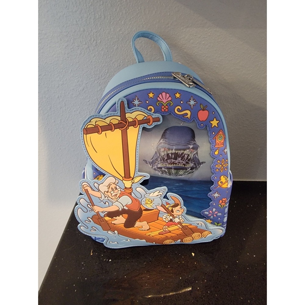 Disney Loungefly Pinocchio Raft Monstro Lenticular Mini Backpack WDBK4019 NWT...